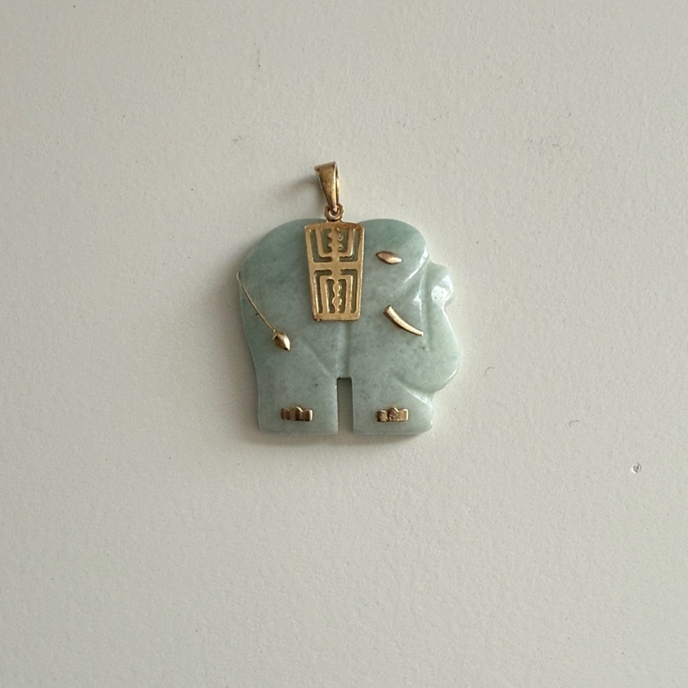 Gold and Green Elephant Pendant